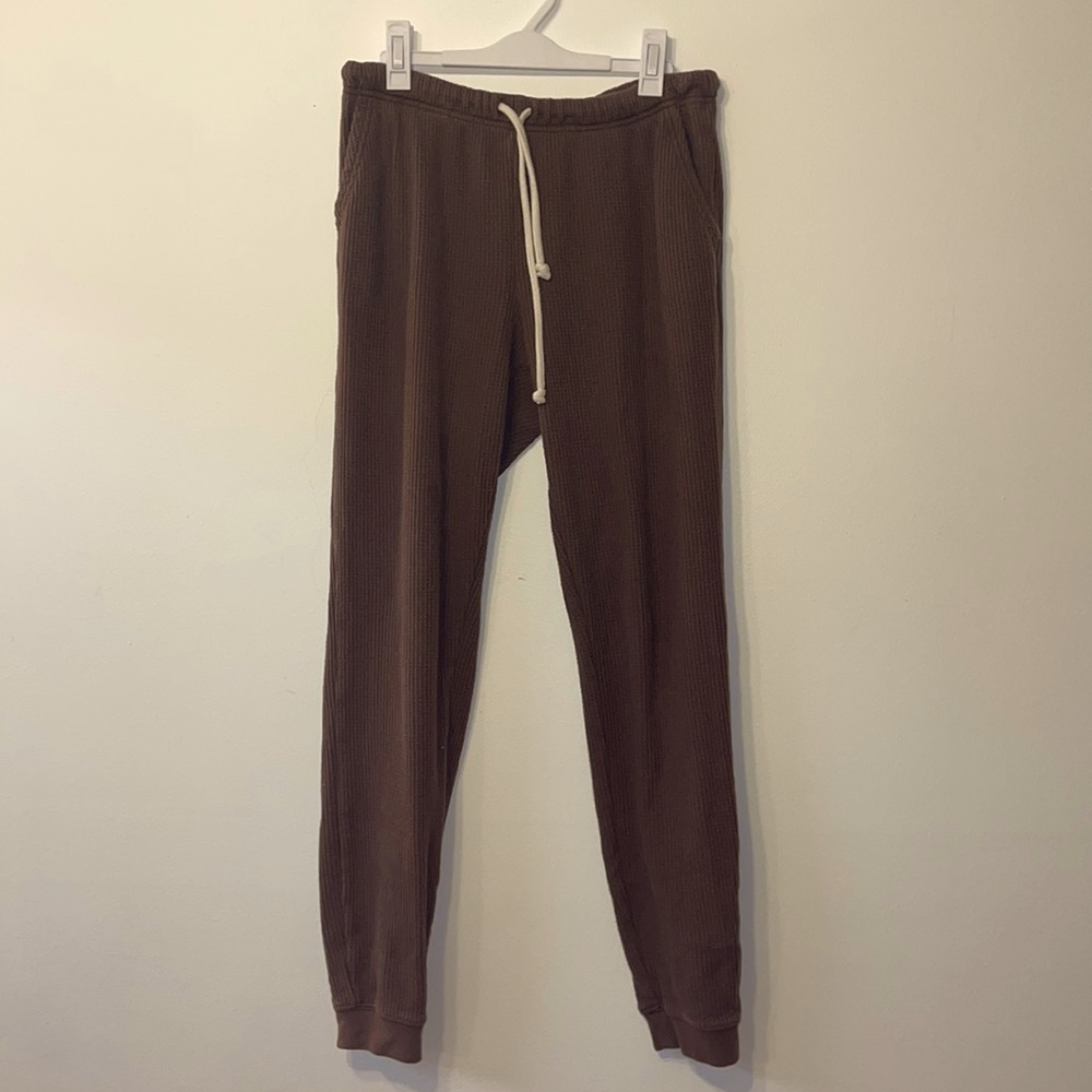 Aerie waffle knit joggers in brown. Women’s size medium long.
